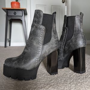 Gray platform boots